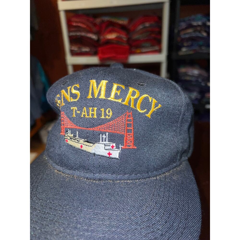 Vintage US Navy Hat USNS Mercy Boat Graphic Cap Headwear - Picture 3 of 8
